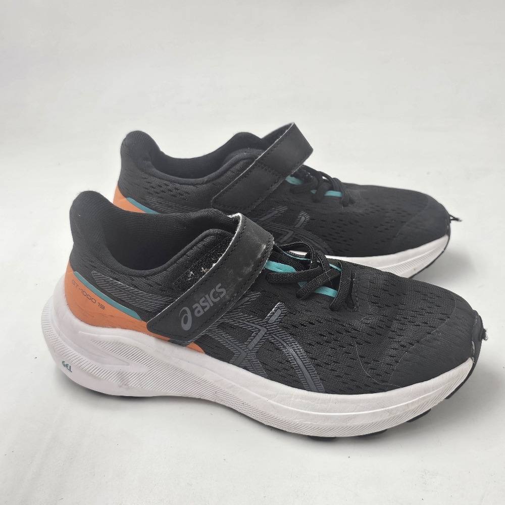 ASICS GT 1000 13 PS Kids Sneakers Black Teal Orange Size 1 Hook Loop - Picture 9 of 12